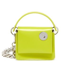 KARA micro pinch mini leather crossbody (LIME)